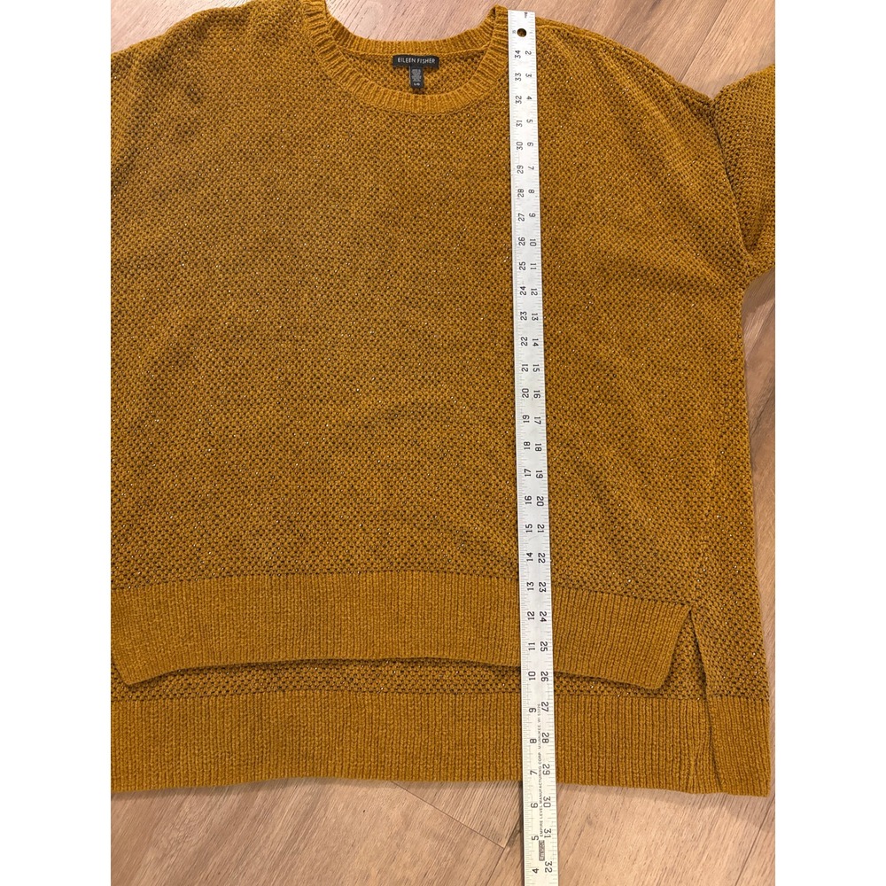 Eileen Fisher Sweater L Mustard Organic Cotton Chenille Oversized Never Worn - Picture 8 of 9